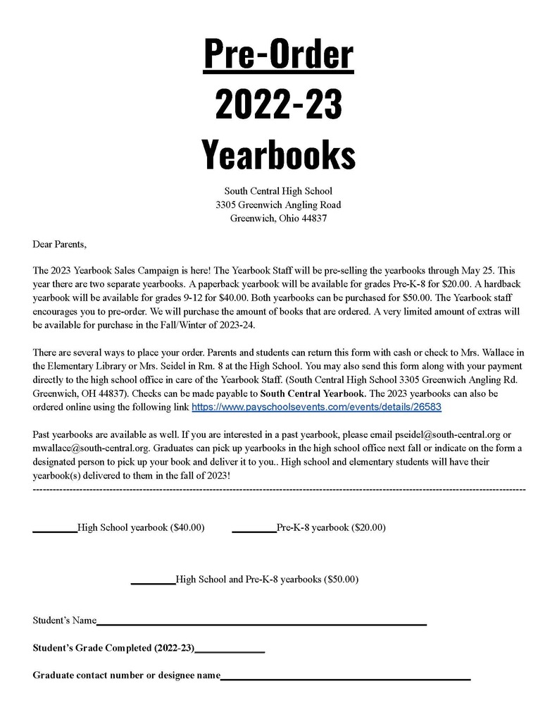 Pre-Order Yrbooks 22-23